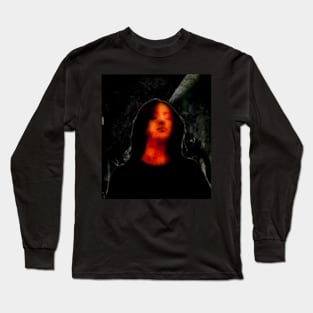 Beautiful girl, with closed eyes. Dark but beautiful. Green, red and orange. Long Sleeve T-Shirt